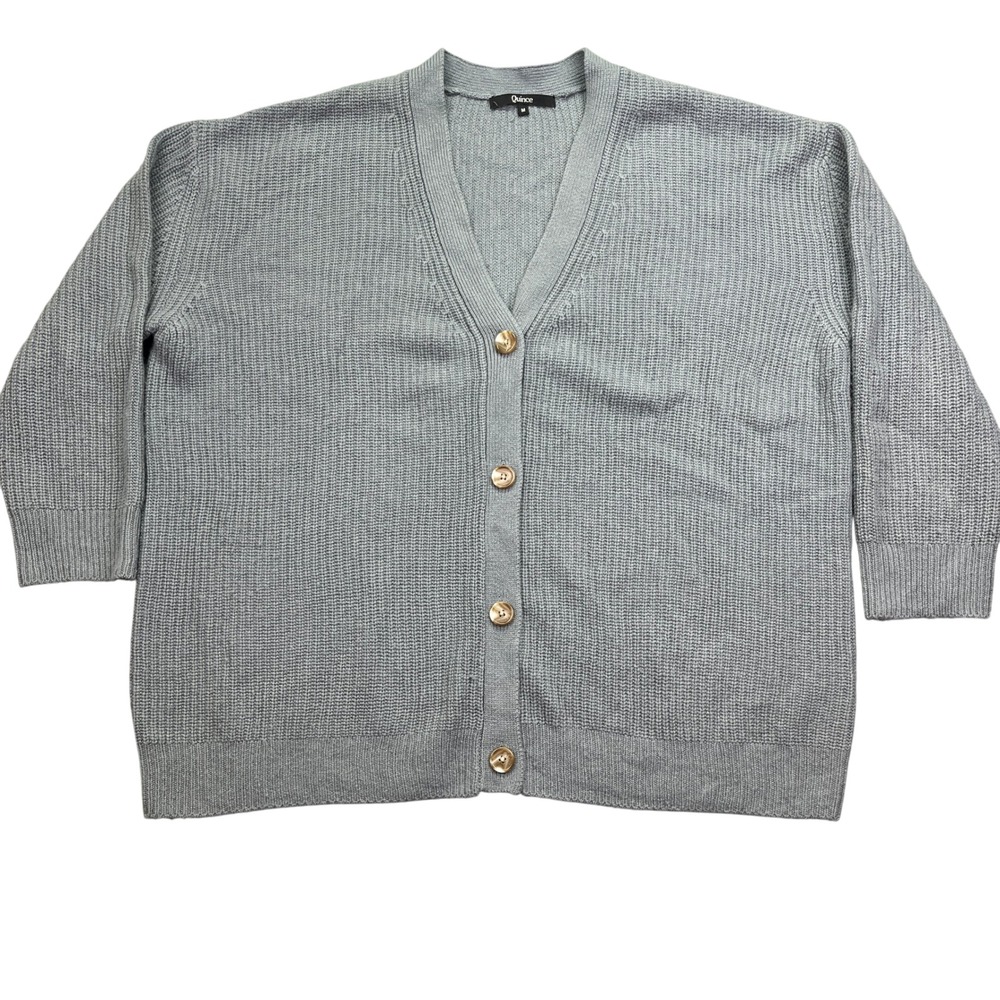 Light Gray V-Neck Button Cardigan Sweater